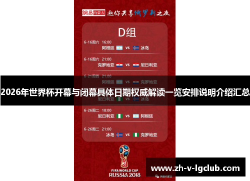 2026年世界杯开幕与闭幕具体日期权威解读一览安排说明介绍汇总 2026年世界杯开幕与闭幕具体日期权威解读一览安排说明介绍汇总
