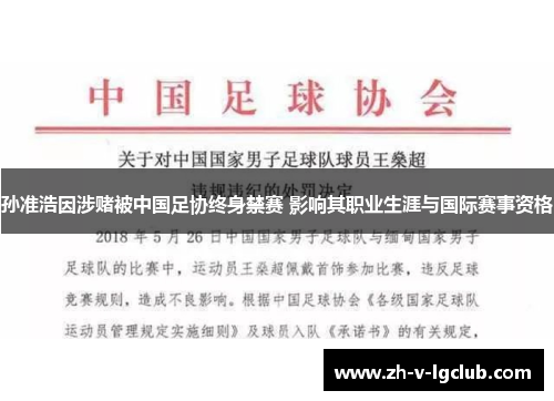 孙准浩因涉赌被中国足协终身禁赛 影响其职业生涯与国际赛事资格 孙准浩因涉赌被中国足协终身禁赛 影响其职业生涯与国际赛事资格